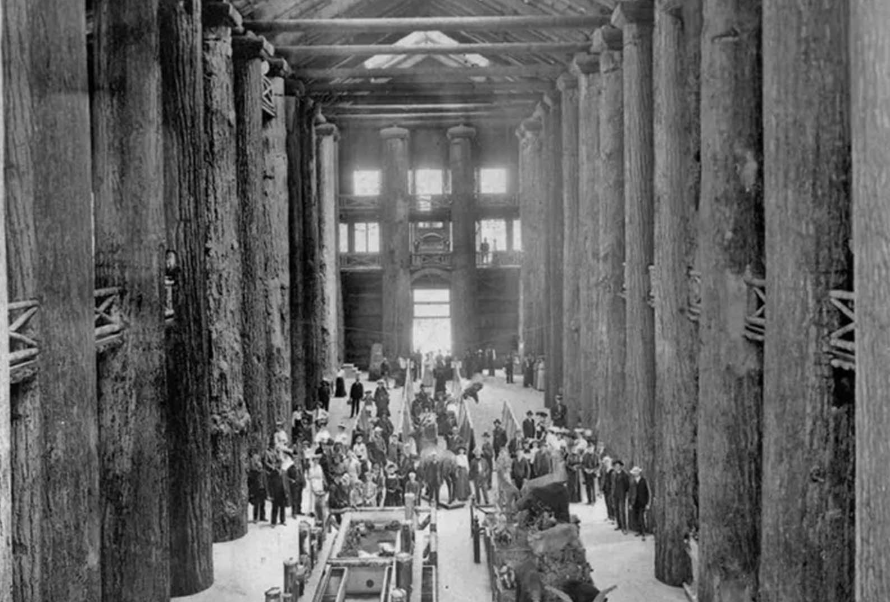 One of the World’s Largest Log Cabin: The magnificent Forestry Building in Portland that was lost in a fire, 1905_teo